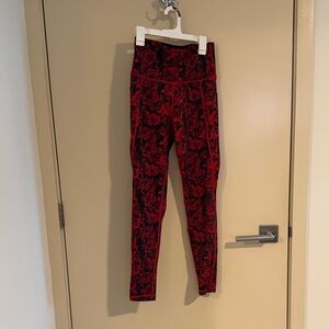 ❣️5 for $100 Senita Athletics Red and Black Floral Leggings
